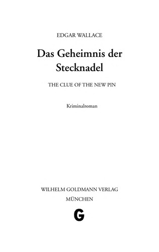 Edgar Wallace: Das Geheimnis der Stecknadel (German language, 1975, Goldman)