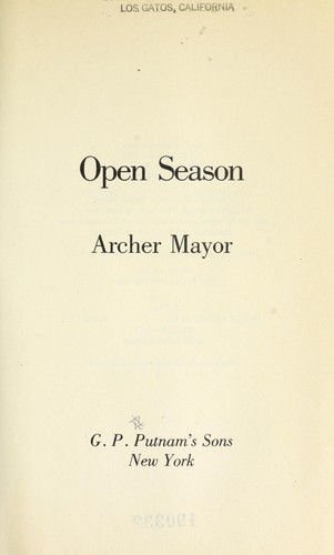 Archer Mayor: Open season (1988, Putnam)