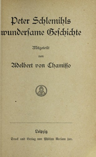 Adelbert von Chamisso: Peter Schlemihls wundersame Geschichte (German language, 1900, Im Insel-Verlag)