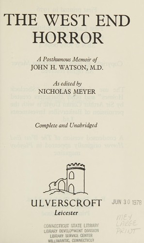 Nicholas Meyer: The West End Horror (Hardcover, 1992, Ulverscroft Large Print Books)
