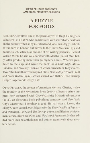 Otto Penzler, Patrick Quentin: Puzzle for Fools (2019, Penzler Publishers)