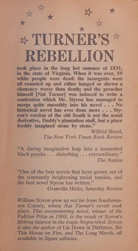 William Styron: The confessions of Nat Turner (1992, Vintage Books)