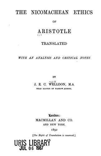 The Nicomachean ethics of Aristotle (1892, Macmillan)