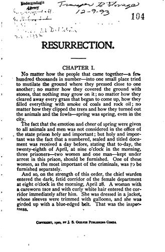 Leo Tolstoy, Henry Britoff: Resurrection: (The Awakening.) (1900, J. S. Ogilvie publishingcompany)