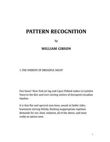 Pattern recognition (2005, Berkley Books)