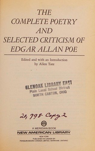 Edgar Allan Poe: The Complete Poetry of Edgar Allan Poe (1980, Plume)