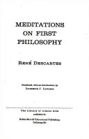 Meditations on first philosophy (1951, Bobbs-Merrill)