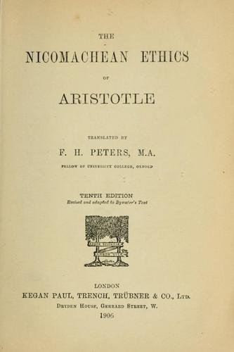 The Nicomachean ethics of Aristotle (1906, K. Paul, Trench, Trübner)