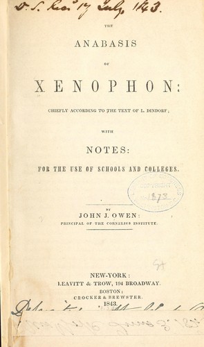 Xenophon: The Anabasis of Xenophon (1843, Leavitt & Trow)