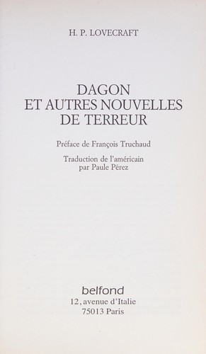 Dagon et autres nouvelles de terreur (Paperback, French language, 1998, Belfond)