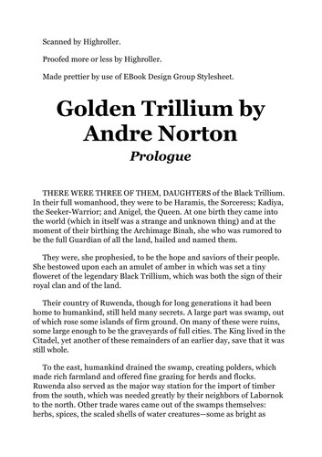 Golden trillium (1994, Bantam)