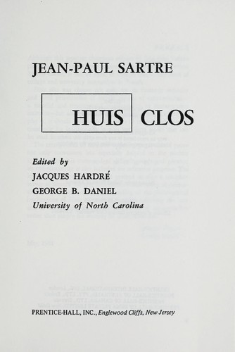 Jean-Paul Sartre: Huis clos. (French language, 1962, Appleton-Century-Crofts)