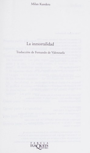 La Inmortalidad (Fabula) (Fabula) (Fabula) (Paperback, Spanish language, 1997, TusQuets)