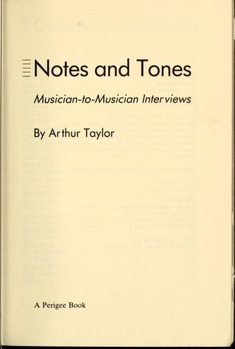 Art Taylor: Notes and tones : musician-to-musician interviews