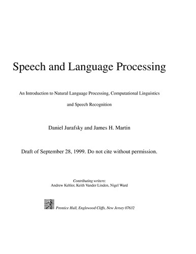Dan Jurafsky: Speech and language processing (2008, Pearson Prentice Hall)