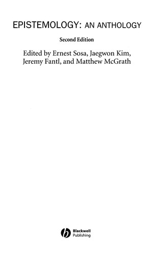 Ernest Sosa: Epistemology (2008, Blackwell Pub.)