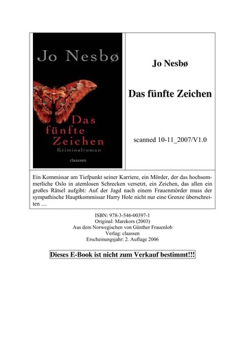 Jo Nesbø: Das fu nfte Zeichen (German language, 2010, List)