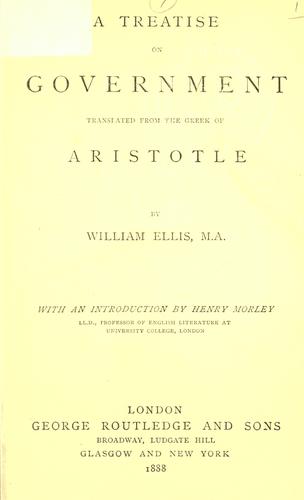 Aristotle: A treatise on government (1888, Routledge)