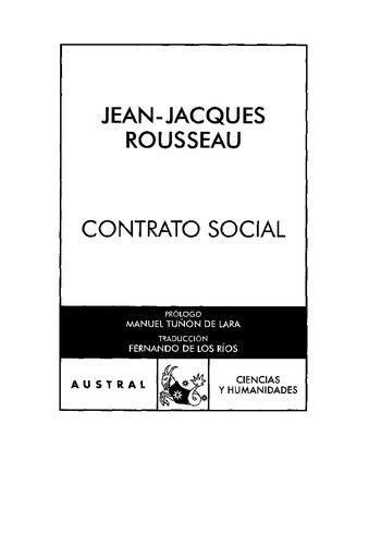 Jean-Jacques Rousseau: Contrato social (Spanish language, 2007, Editorial Espasa Calpe)