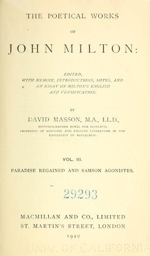 John Milton: The poetical works of John Milton (1910, Macmillan)