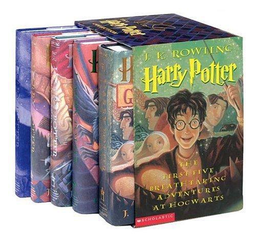 Harry Potter Hardcover Box Set with Leather Bookmark (2003, Scholastic Inc.)