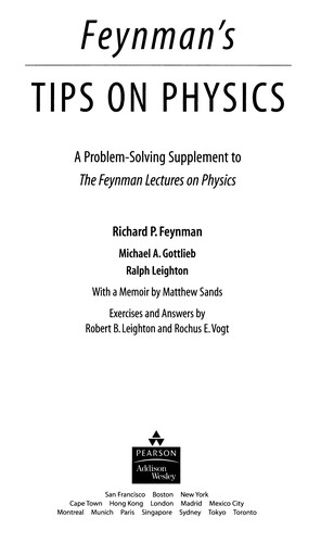 Feynman's tips on physics (Hardcover, 2006, Pearson/Addison-Wesley)