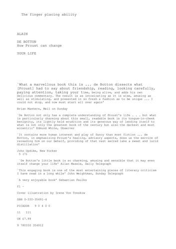 Alain de Botton: How Proust can change your life (Paperback, 1998, Vintage International)