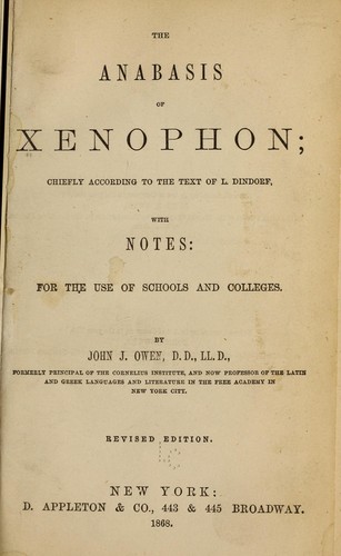 Xenophon: The Anabasis of Xenophon (1868, D. Appleton & co.)