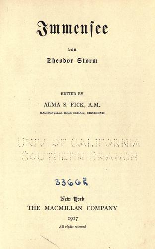 Theodor Storm: Immensee (1917, The Macmillan company)