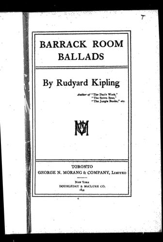 Rudyard Kipling: Barrack room ballads (1899, G.N. Morang, Doubleday & McClure)
