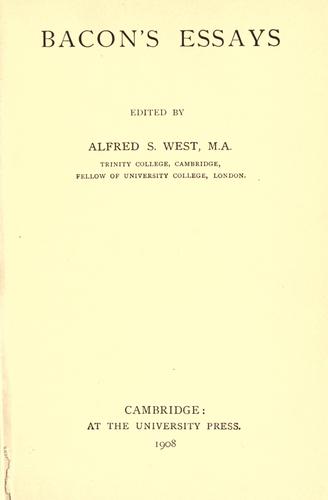 Francis Bacon: Bacon's essays (1908, Cambridge University Press)