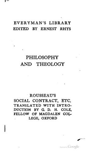 Jean-Jacques Rousseau: The social contract, & Discourses (1920, J. M. Dent & sons. ltd., E. P. Dutton & co.)