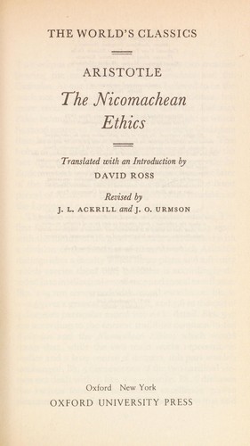 The Nicomachean ethics (1986, Oxford University Press)