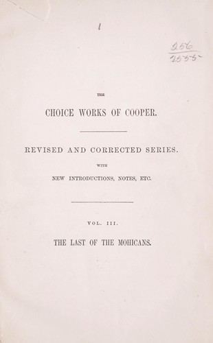 James Fenimore Cooper: The last of the Mohicans (1856, Stringer & Townsend)