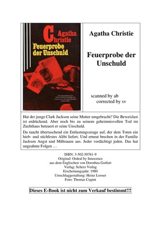 Agatha Christie: Feuerprobe der Unschuld (German language, 1980, Scherz)