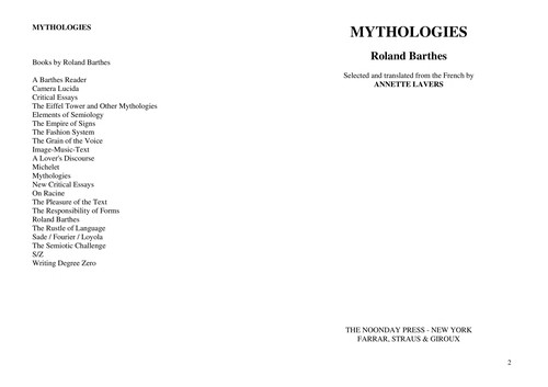 Mythologies (1972, Noonday)