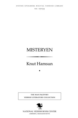 Knut Hamsun: Misṭeryen (Yiddish language, 1928, B. Ḳletsḳin)