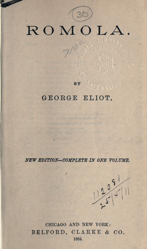 George Eliot: Romola. (1884, Belford, Clarke)