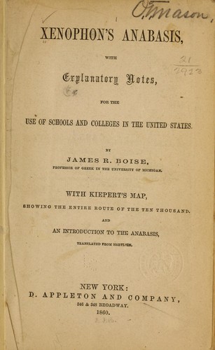 Xenophon: Xenophon's Anabasis (1860, D. Appleton and company)