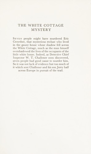 Margery Allingham: The White Cottage mystery (1975, Chatto and Windus)