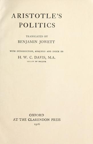 Aristotle: Aristotle's politics (1916, Oxford University Press)