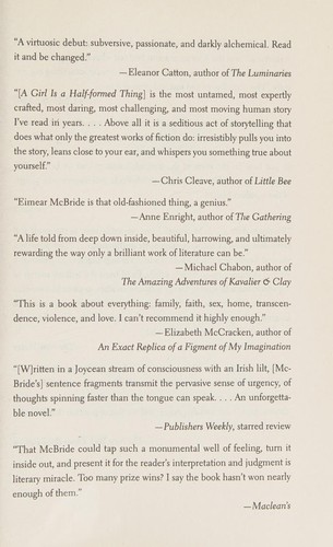 Eimear McBride: A girl is a half-formed thing (2015, Simon & Schuster Canada)
