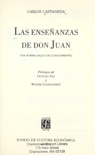 Carlos Castaneda: Las enseñanzas de Don Juan (Spanish language, 1974, Fondo de Cultura Económica)