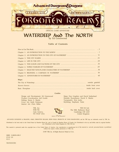 Waterdeep and the North (AD&D Fantasy Roleplaying, Forgotten Realms, FR1) (Paperback, 1988, TSR Inc.)