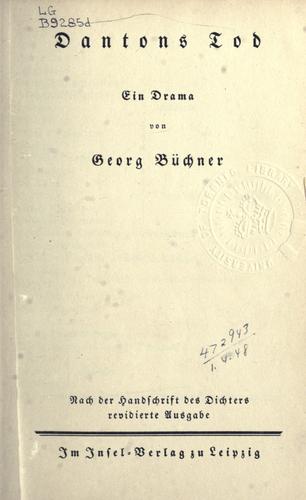 Georg Büchner: Dantons Tod (German language, 1920, Insel-Verlag)