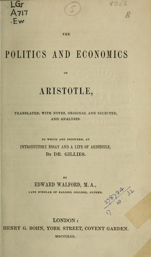 Aristotle: The Politics and Economics (1853, Bohn)