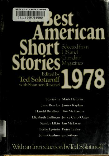 Ted Solotaroff: The Best American Short Stories 1978 (1978, Houghton Mifflin)