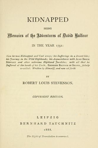 Robert Louis Stevenson: Kidnapped (1888, B. Tauchnitz)