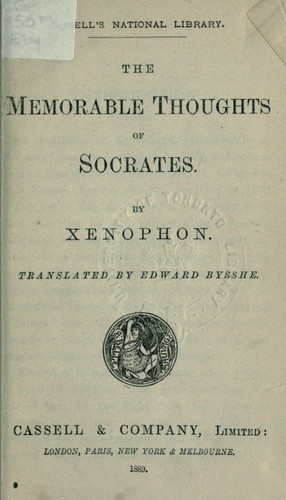 Xenophon: The memorable thoughts of Socrates (1889, Cassell)