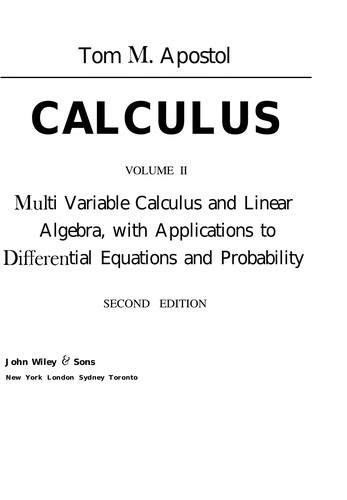 Tom M. Apostol: Calculus (1967, John Wiley & Sons)